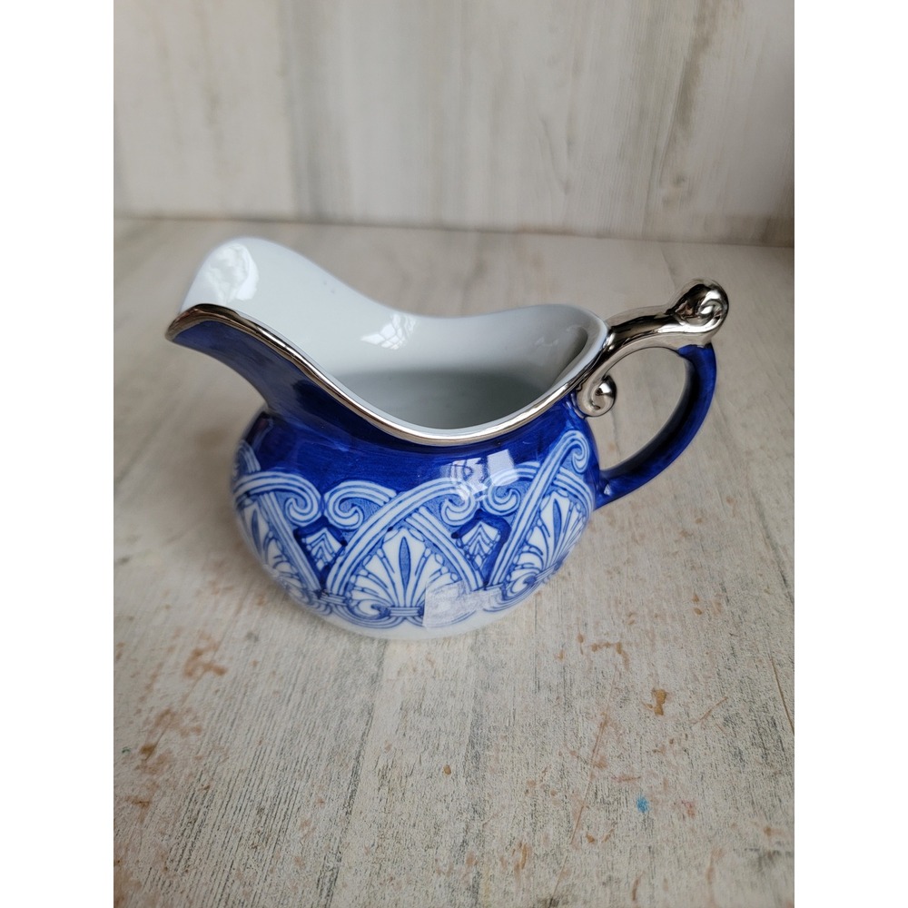 Bombay mini creamer handled vintage blue kitchen home decor figure